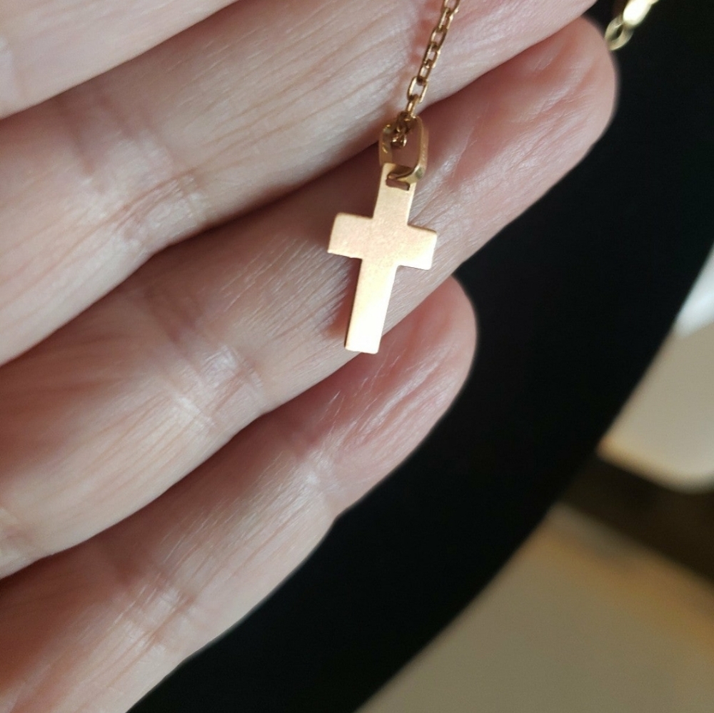 Cross Pendant Necklace gold 18kl Kids Name Bryan New Vintage - Picture 8 of 13